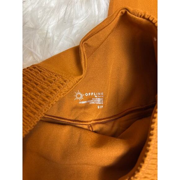 Aerie Offline 7/8 Leggings Burnt Orange Ruche Waist Size S NEW READ DESC - Picture 3 of 6